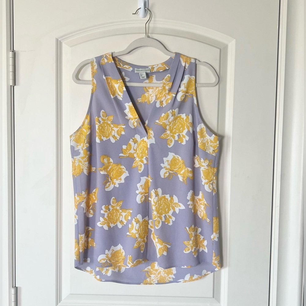 Adrienne Vittadini Lavender Tank with Yellow Floral Print